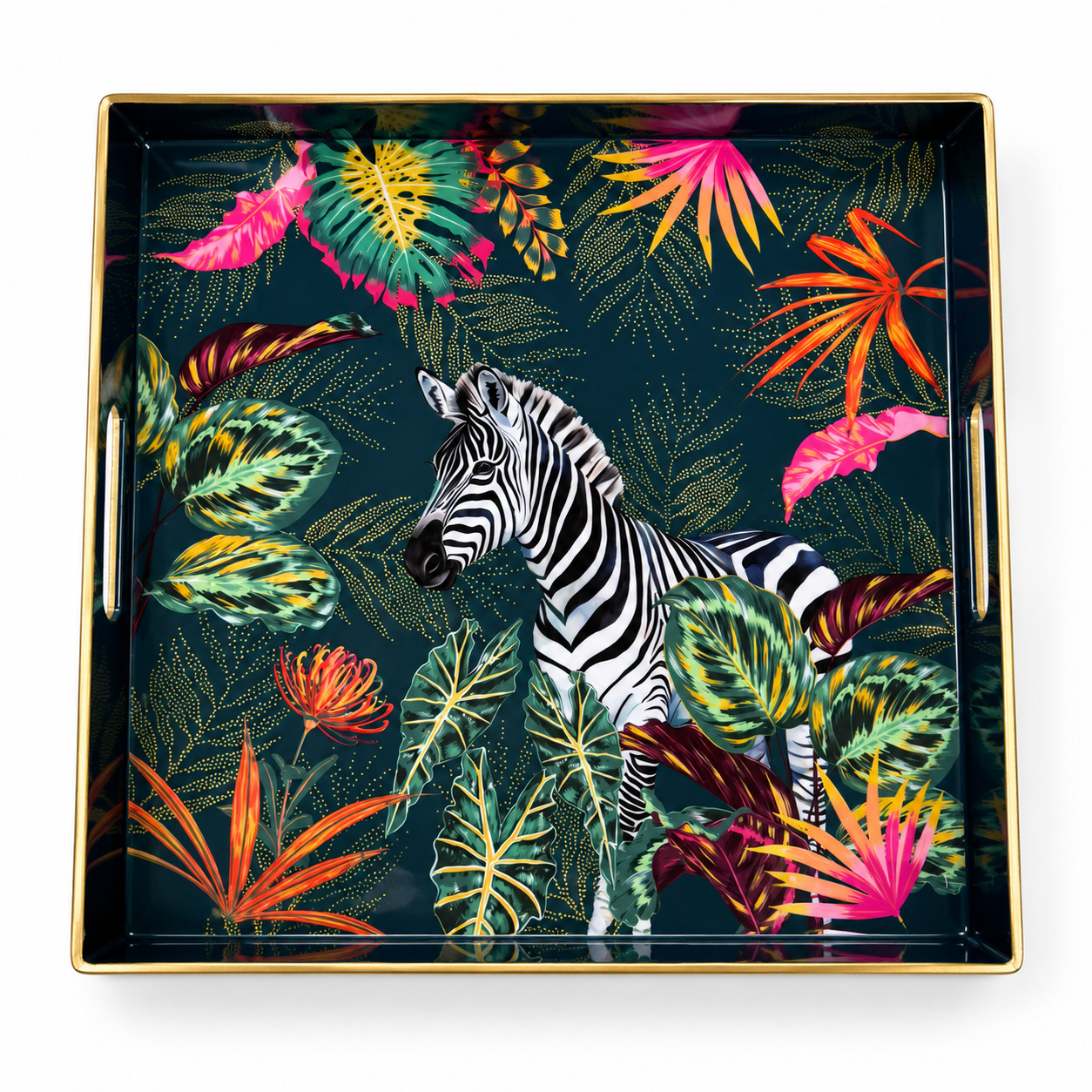 8001544177687_1.jpeg Sauvage Zebra Desenli Sunum Tepsisi - 33 x 33 x 4 cm - Görsel 1