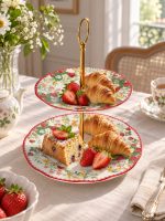 Jardin Des Fraises 2 Katlı Porselen Sunumluk - 16 cm - Görsel 2