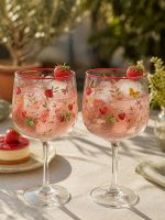 Jardin Des Fraises 2'li Cam Şarap Kadehi Seti - 450 ml - Görsel 2