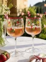 Jardin Des Fraises 2'li Cam Şarap Kadehi Seti - 450 ml - Görsel 4