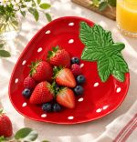 Jardin Des Fraises Çilek Şeklinde Porselen Sunumluk - 20,5 x 17,5 cm