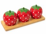 Jardin Des Fraises 3 Parça Porselen Meze Seti - Bambu Tepsili - 25 x 9,5 cm - Görsel 2