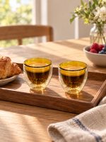Monterey 2’li Çift Cidarlı Cam Espresso Bardağı Seti - 80 ml - Görsel 3