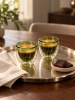 Yeşil Çift Cidarlı 2’li Espresso Bardak Seti - 80 ml - Görsel 4