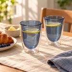 Monterey Mavi Çift Cidarlı Cam Bardak Seti - 220 ml - Görsel 3